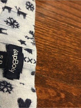 GAP Light Blue Pajama bottoms with Navy Holiday Motifs